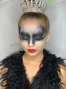 halloween black swan red lipstick