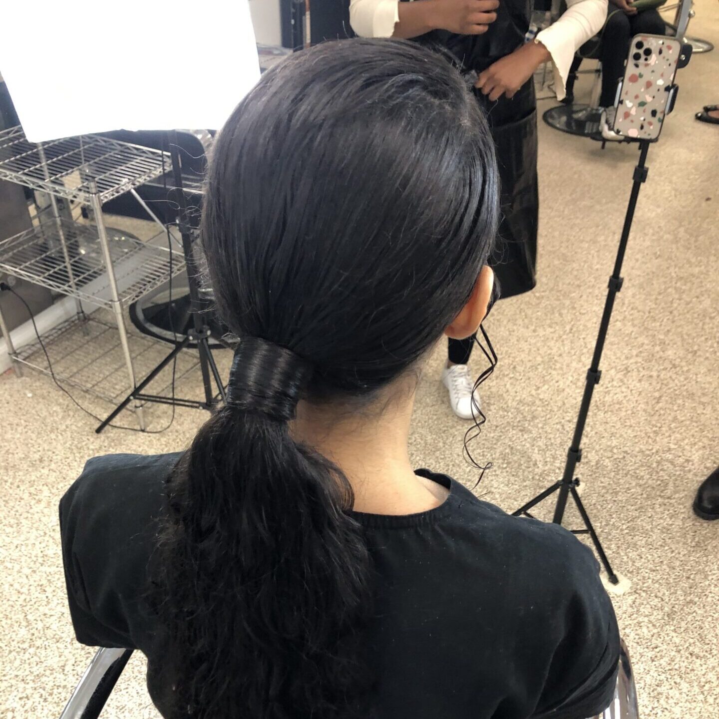 textured low ponytail