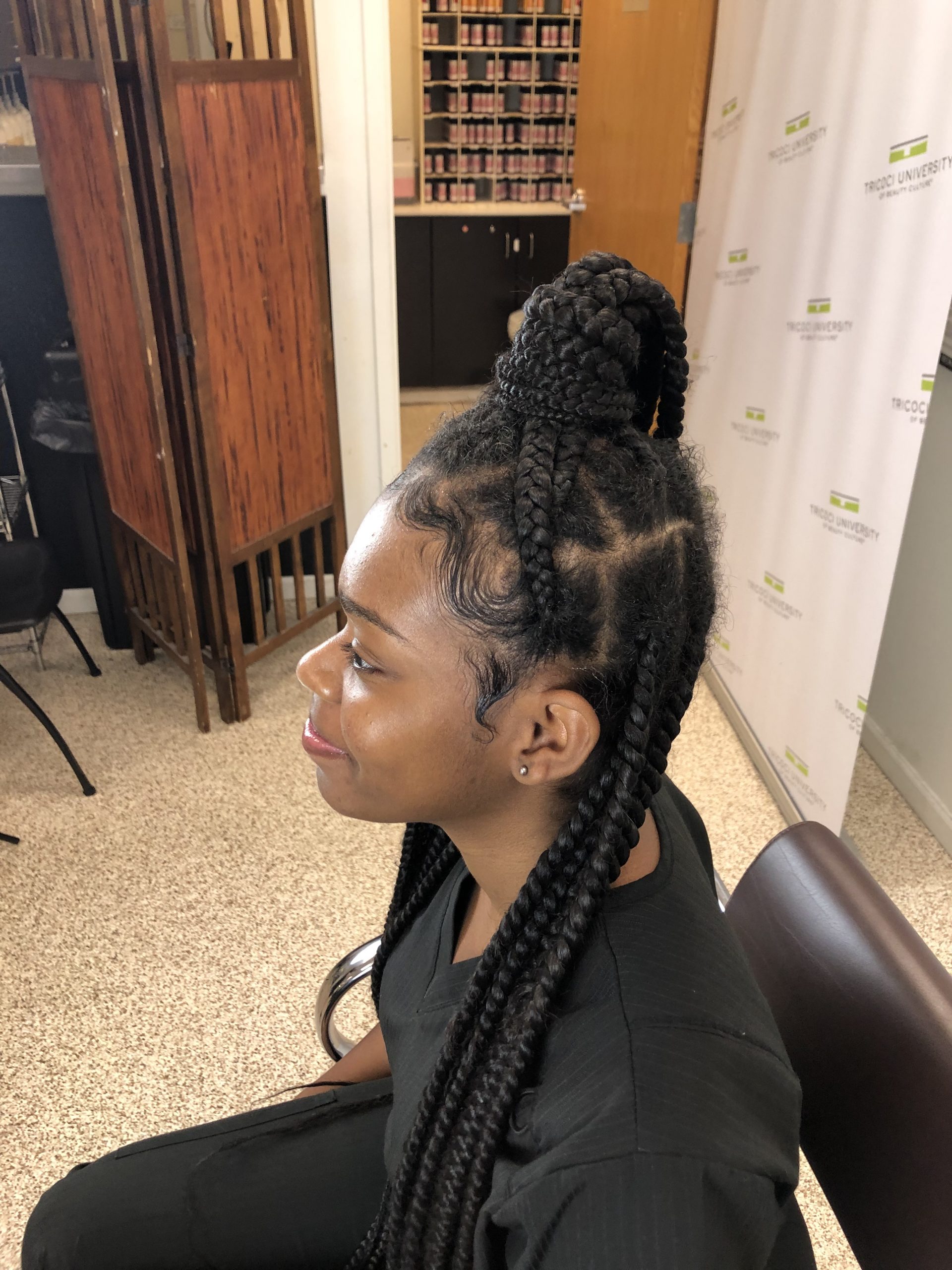 box braids with top knot
