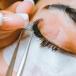 Eyelash extension closeup