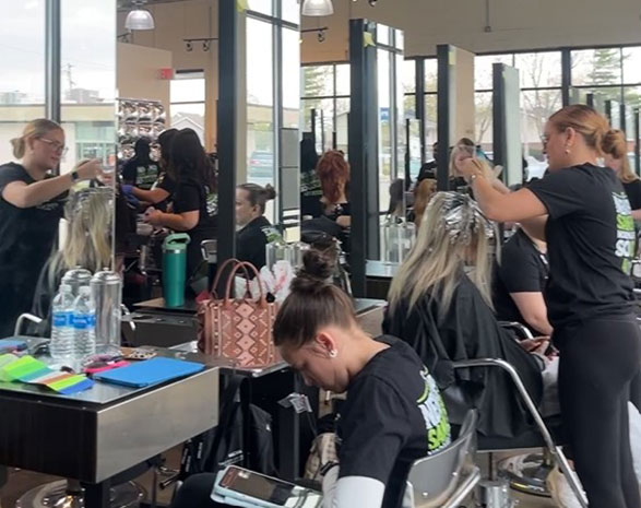 Tricoci students learning Cosmetology at Normal, IL location